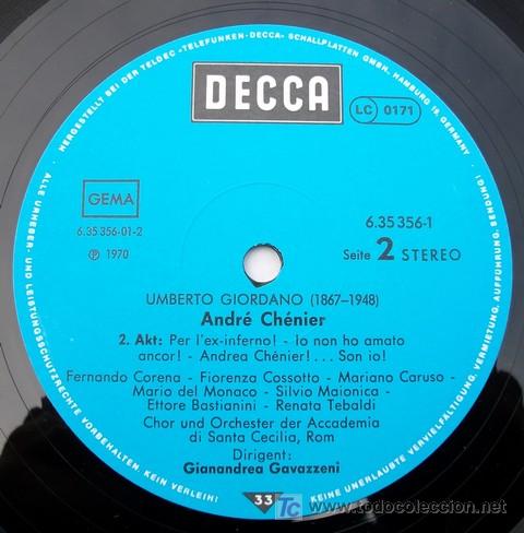 Discos de vinilo: DECCA - GIORDANO - ANDR&Eacute; CH&Eacute;NIER - MONACO / TEBALDI - 2 LPS - NM - Foto 2