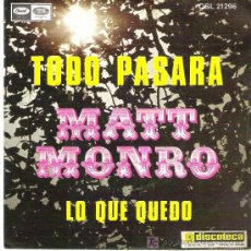 Discos de vinilo: MATT MONRO - TODO PASARA ** EMI 1969. Lote 18882120