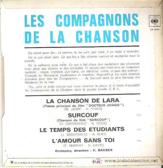 Discos de vinilo: les compagnons de la chanson - les temps des estudiants ** ep 1966 - Foto 2