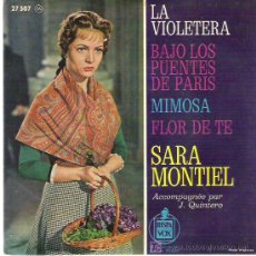 Discos de vinilo: SARA MONTIEL - LA VIOLETERA ** EP RARO EP EDITADO EN FRANCIA POR BARCLAY **. Lote 18905677