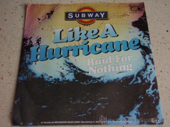 Discos de vinilo: SUBWAY  ( LIKE A HURRICANE - RAID FOR NOTHING )   1978 - GERMANY   SINGLE45   METRONOME - Foto 1