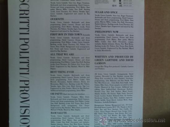 Discos de vinilo: SCRITTI POLITTI ---- PROVISION - Foto 2