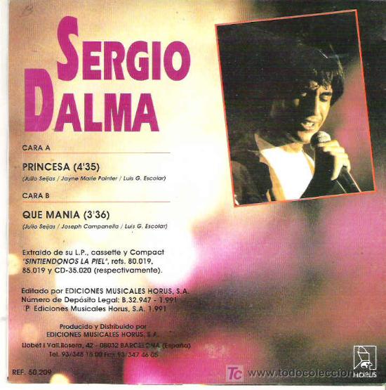 Discos de vinilo: sergio dalma - princesa ** horus 1991 ** dificil - Foto 2