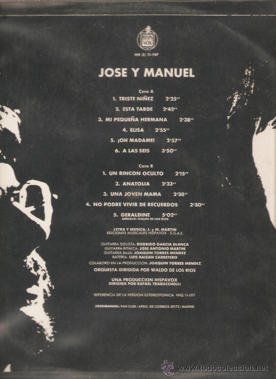 Discos de vinilo: LP JOSE Y MANUEL - GENESIS - COMPONENTES DEL GRUPO SOLERA - Foto 2