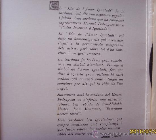 Discos de vinilo: IGUALADA RADIO JUVENTUT D&acute;IGUALADA 1971 - Foto 2