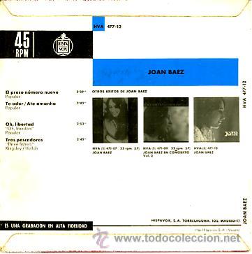 Discos de vinilo: JOAN BAEZ. EL PRESO N&ordm; 9 - Foto 2