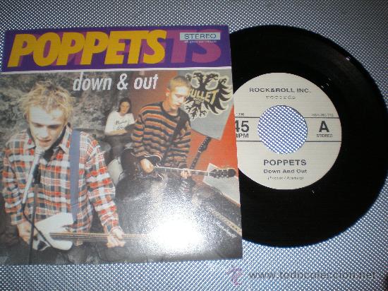 Discos de vinilo: POPPETS- DOWN & OUT- MADE IN SPAIN IN 1996. - Foto 1