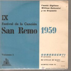Discos de vinilo: EP SAN REMO - TONINA TORRIELLI , WILLIAM GALASSINI Y SU ORQUESTA - CONOSCERTI + 2 