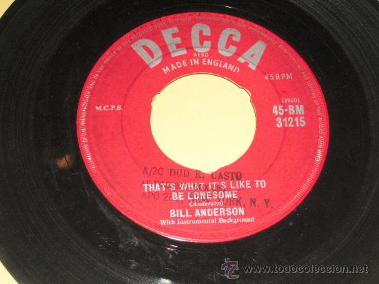 Discos de vinilo: BILL ANDERSON - INGLES   - SOLO VINILO - Foto 1