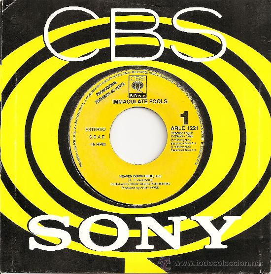 Discos de vinilo: SINGLE PROMOCIONAL -  IMMACULATE FOOLS-HEAVEN DOWN HERE (1992) - Foto 1
