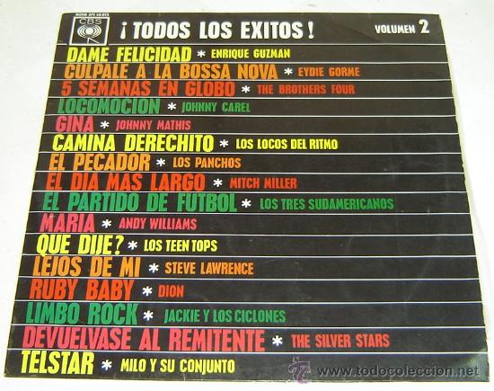 Discos de vinilo: DISCO LP VINILO TODOS LOS EXITOS VOL.2-CBS 1963 - Foto 1