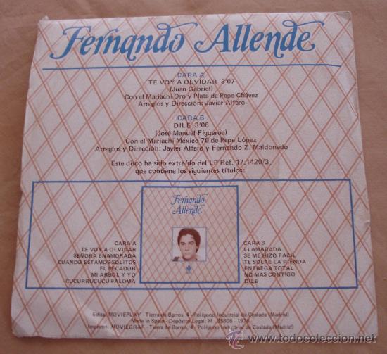 Discos de vinilo: FERNANDO ALLENDE - DILE - TE VOY A OLVIDAR. - Foto 3