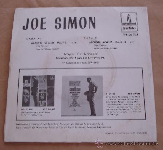 Discos de vinilo: JOE SIMON - MOON WALK. - 1969. - Foto 3