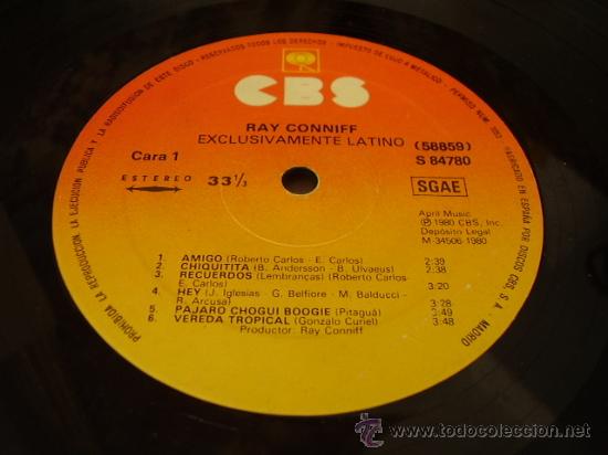 Discos de vinilo: RAY CONNIFF. EXCLUSIVAMENTE LATINO. CBS, 1980. - Foto 2
