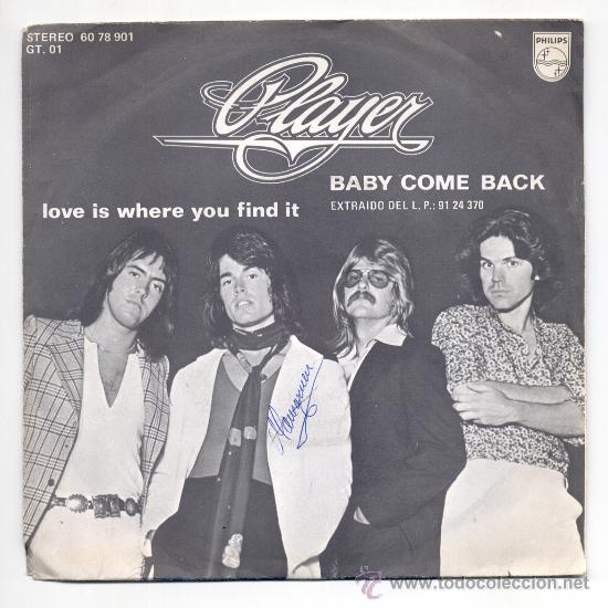 Discos de vinilo: SINGLE - PLAYER - &rdquo;Baby Come Back&rdquo;. - Foto 1