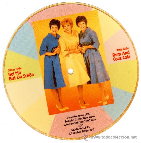 Discos de vinilo: THE ANDREW SISTERS - SINGLE VINILO PICTURE DISC - LTD 1000 COPIAS - NUEVO - FOTODISCO MUY RARO!! - Foto 2 - 224916003