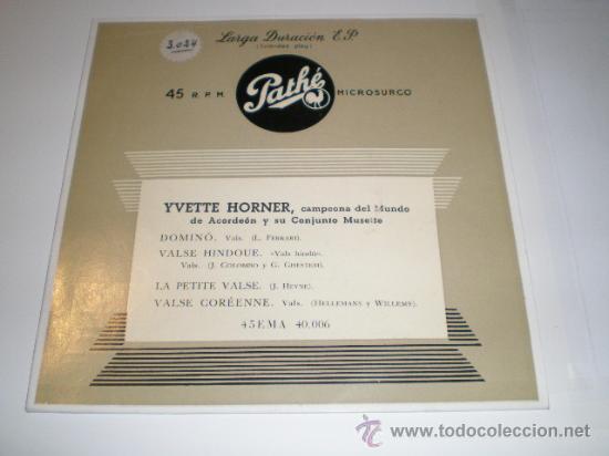 Discos de vinilo: YVETTE HORNER Y SU CONJUNTO MUSETTE - Foto 1