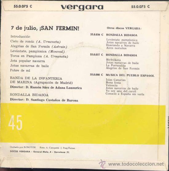 Discos de vinilo: 7 DE JULIO SAN FERMIN - Foto 2