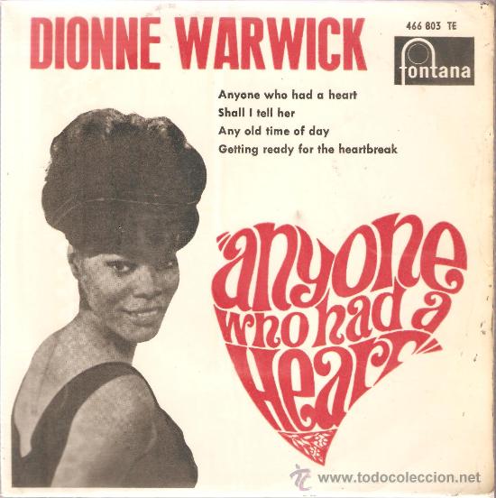 Discos de vinilo: EP DIONNE WARWICK - ANYONE WHO HAD A HEART - Foto 1