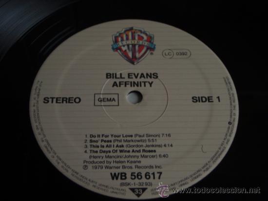 Discos de vinilo: Bill Evans / Toots Thielemans &ndash; Affinity, Germany 1979 Warner Bros* - Foto 4