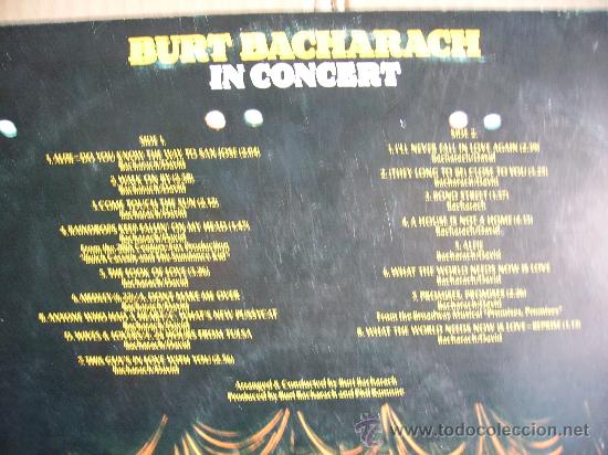 Discos de vinilo: BURT BACHARACH --- IN CONCERT - Foto 2