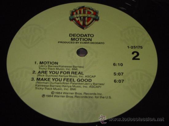 Discos de vinilo: Deodato &ndash; Motion, US 1984 Warner Bros. Records - Foto 4