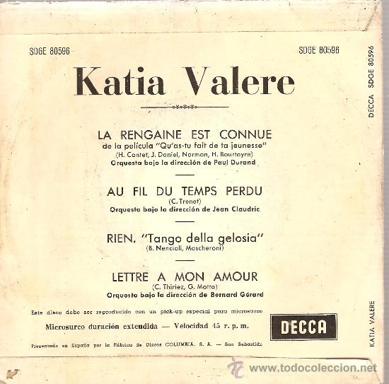 Discos de vinilo: EP KATIA VALERE : LA RENGAINE EST CONNUE + 3 - Foto 2