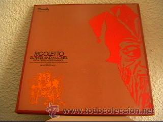 Discos de vinilo: RIGOLETTO - VERDI - SUTHERLAND-MACNEIL - CAJA 3 LPS CON LIBRETO - 1978