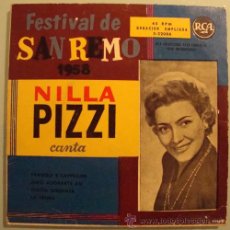 Discos de vinilo: NILLA PIZZI - FESTIVAL SAN REMO 1958 - EP RCA 3-22086 - FRAGOLE E CAPPELLINI + 3 TEMAS