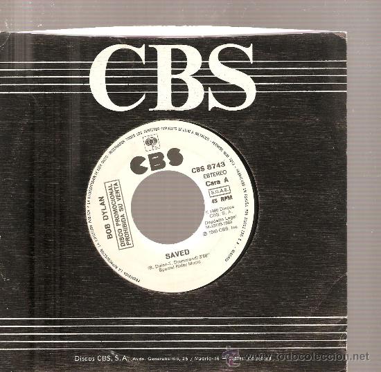 Discos de vinilo: PROMO SINGLE BOB DYLAN: SAVED - Foto 1