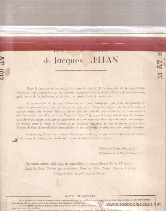 Discos de vinilo: LP LE SUCCES DE JACQUES HELIAN . - Foto 2