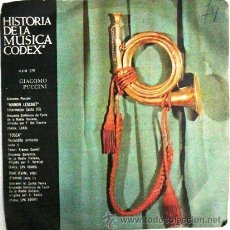 Discos de vinilo: LOTE DE 10 HISTORIA DE LA MUSICA CODEX GIACOMO PUCCINI MANON LESCAUT & TOSCA SINGLE ESPAÑOL AÑO 1966