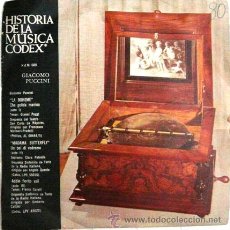 Discos de vinilo: LOTE DE 10 HISTORIA DE LA MUSICA CODEX GIACOMO PUCCINI LA BOHEME & MAD BUTTERFLY SINGLE ESPAÑOL 1966