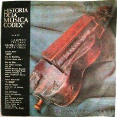 Discos de vinilo: LOTE DE 10 HISTORIA DE LA MUSICA CODEX DESDE ROSSINI HASTA VERDI, OPERA ITALIANA SINGLE AÑO 1966