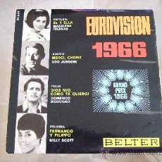 Discos de vinilo: EUROVISION 1966 - SINGLE VINILO BELTER 1966 - PORTUGAL - UDO JURGENS - DOMENICO MODUGNO - MILLY SCOT. Lote 24618622