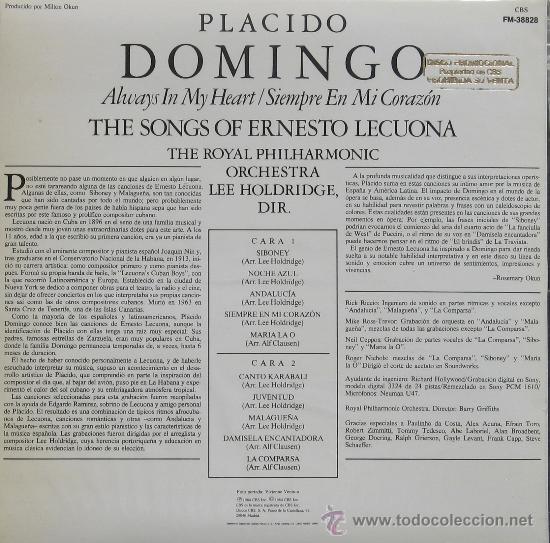 Discos de vinilo: Perhaps love Placido Domingo CBS 1981 - Foto 2
