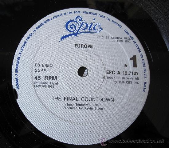Discos de vinilo: EUROPE - THE FINAL COUNTDOWN - MAXI SINGLE EPIC 1986 - Foto 3