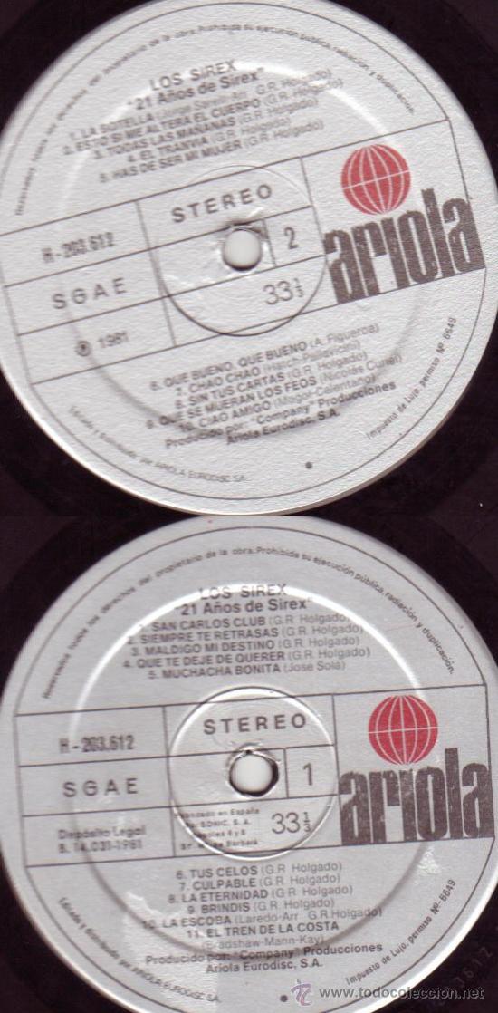 Discos de vinilo: LP	LOS SIREX	- 21 A&Ntilde;OS DE SIREX - Foto 1