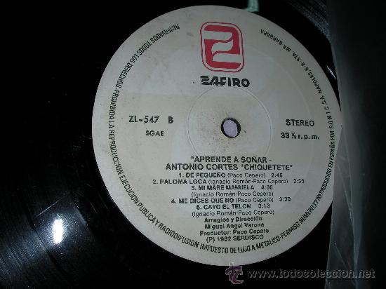 Discos de vinilo: LP ANTONIO CORTES CHIQUETETE - D7 - Foto 1
