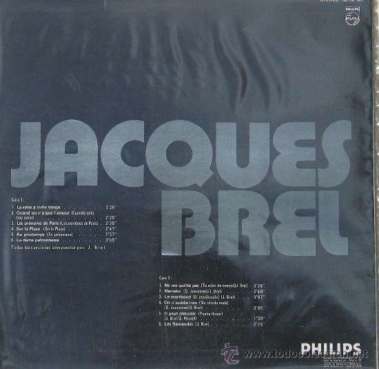 Discos de vinilo: Jacques Brel Disco de Oro Philips1976 - Foto 2
