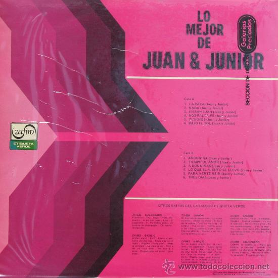 Discos de vinilo: Lo mejor de Juan y Junior - Zafiro	1976 - Foto 2