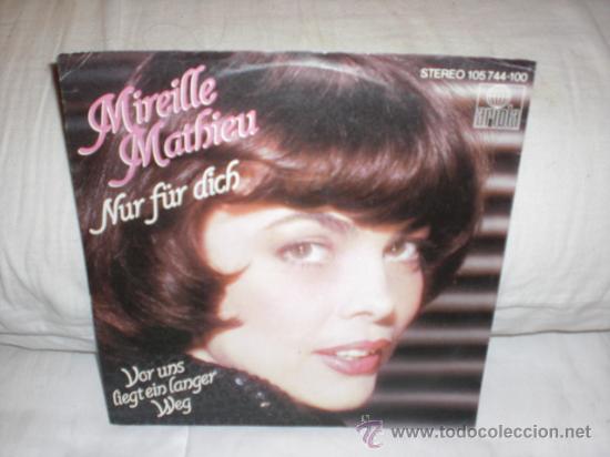 Disques de vinyle: mireille mathieu-single Nur f&uuml;r dich-cantado en aleman