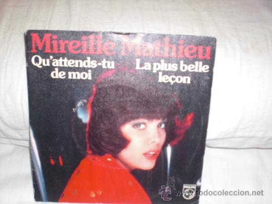 Disques de vinyle: mireille mathieu-single-qu`attends-tu de moi