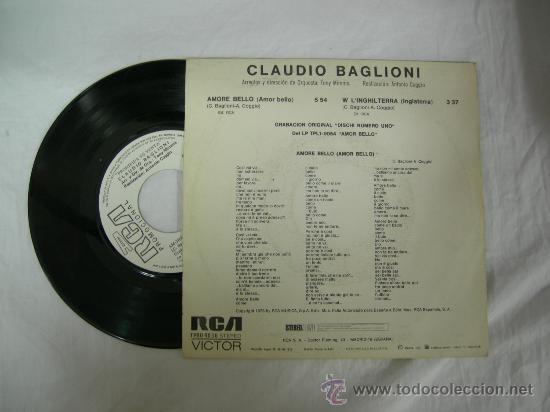 Discos de vinilo: SINGLE CLAUDIO BAGLIONI AMORE BELLO 1973 - Foto 2