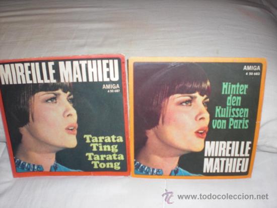 Disques de vinyle: mireille mathieu-lot 2 singles-antigua r.d. alemana