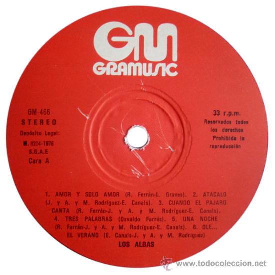 Discos de vinilo: LOS ALBAS &ndash; LP SPAIN 1978 &ndash; GRAMUSIC GM-466 - Foto 3