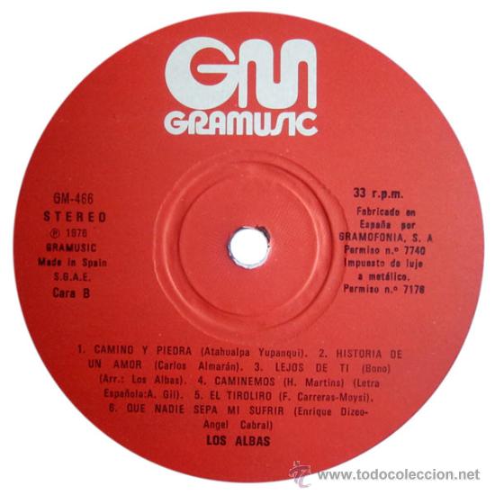 Discos de vinilo: LOS ALBAS &ndash; LP SPAIN 1978 &ndash; GRAMUSIC GM-466 - Foto 4