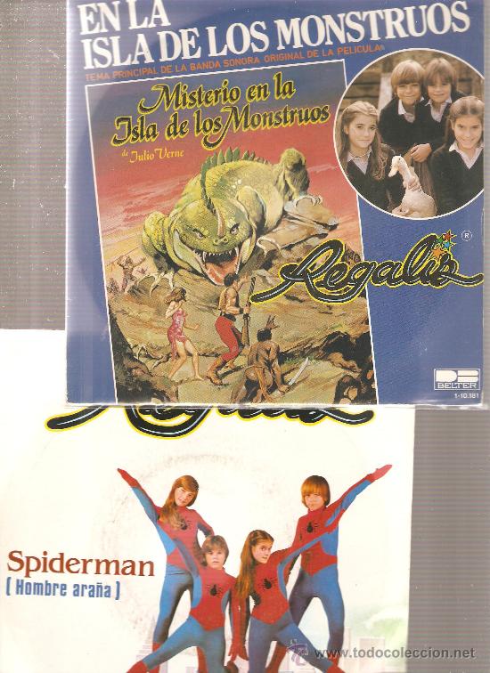 Discos de vinilo: 2 singles REGALIZ : EN LA ISLA DE LOS MONSTRUOS + SPIDERMAN - Foto 1
