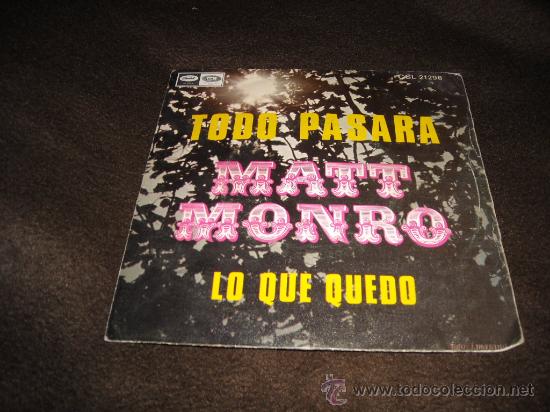 Discos de vinilo: MATT MONRO SINGLE TODA PASARA CAPITOL SPA - Foto 1