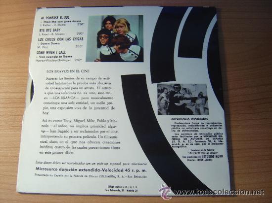 Discos de vinilo: LOS BRAVOS - LOS CHICOS CON LAS CHICAS - Foto 2